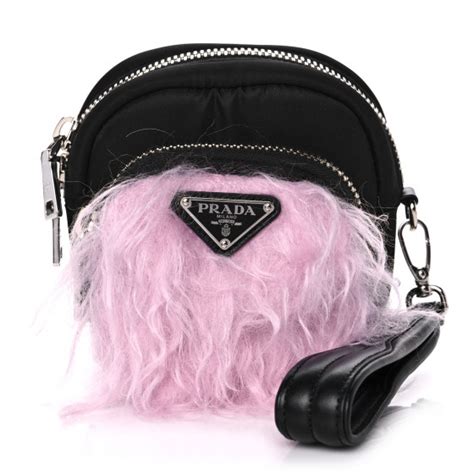 prada tessuto pocket nylon & mohair wristlet pouch color glicine|Prada nylon brand.